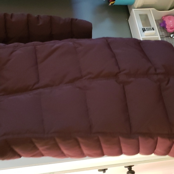 Cole haan long feather down coat with fur collar maroon/purple - Picture 4 of 7